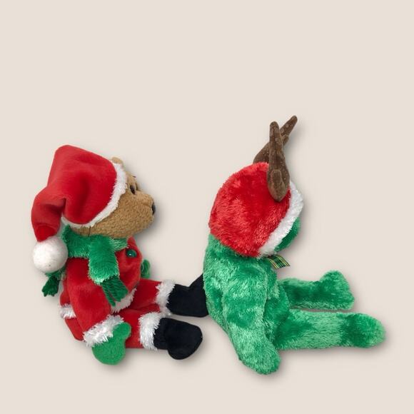 Ty 2 Set Beanie Baby KRINGLE Santa Bear & Holiday Teddy Bear Christmas Plush - Picture 5 of 10